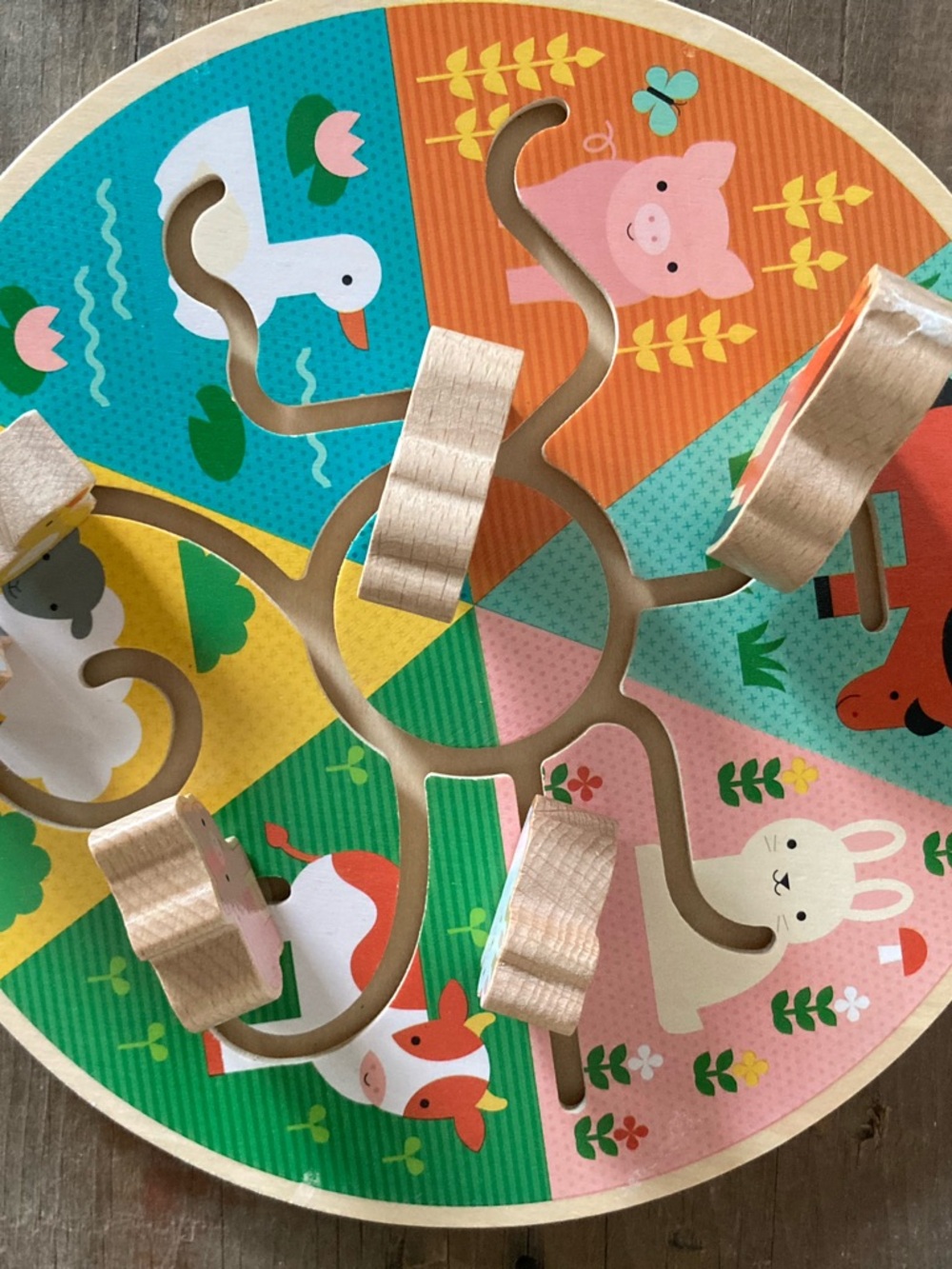 Wooden Animal Puzzle Board - Colorful Farm Friends